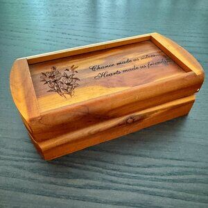 Engraved Carved Sisters Wooden Box Trinket Keepsake Family Friendship